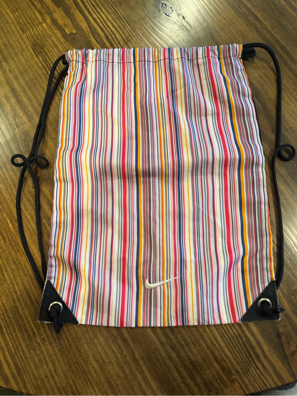 Nike Multicolor Striped Drawstring Backpack - White Swoosh